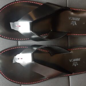 Black flat male slippers
